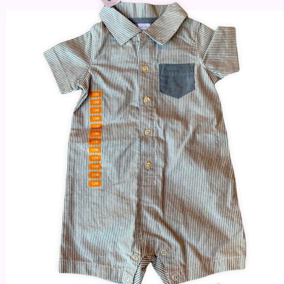 Carter’s Pinstripe Chambray Romper Size 12mo - Picture 1 of 4